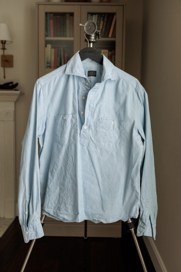 Eidos Light Wash "Marcus" Slub Chambray Popover, 42